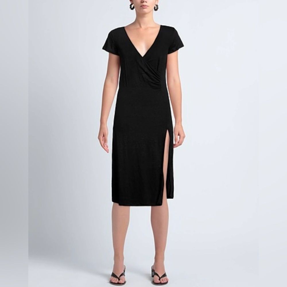 Majestic Filatures Women’s Size Medium Black High Slit Deluxe Tee Shirt Dress